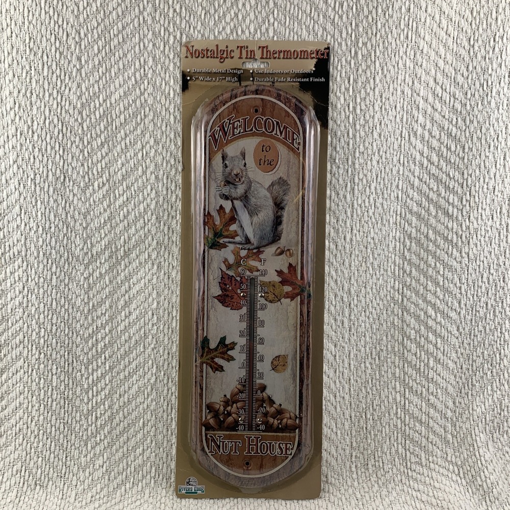 Welcome To The Nuthouse Squirrel Nuts  Fall Indoor Outdoor Wall Thermometer‎ NEW